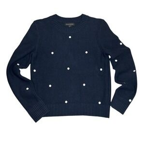 Banana Republic Navy Blue Dot Sweater Size Small Crew Neck Long Sleeve‎ Knit